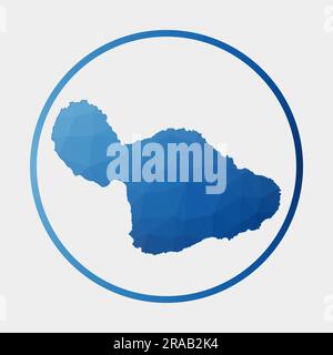 Icône Maui. Carte polygonale de l'îlot dans l'anneau de gradient. Panneau rond bas en polyéthylène Maui. Illustration vectorielle. Illustration de Vecteur