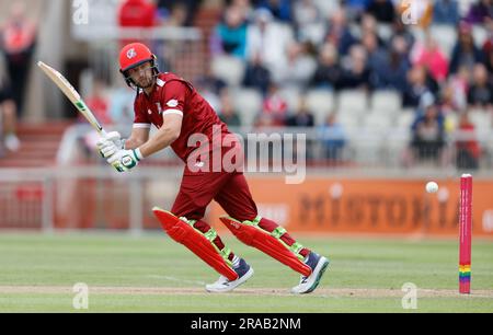 2nd juillet 2023; Old Trafford Cricket Ground, Manchester, Angleterre: Vitalité Blast T20 League Cricket, Lancashire Lightning versus Northamptonshire Steelbacks; Jos Buttler de Lancashire Banque D'Images