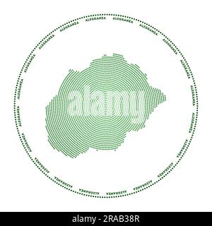 Logo rond Alegranza. Forme de style numérique d'Alegranza en cercle pointillé avec le nom de l'île. Icône technologique de l'île avec points en dégradé. vec attrayant Illustration de Vecteur