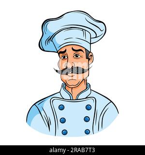 Portrait de chef souriant et heureux. Illustration vectorielle sur fond blanc. Illustration de Vecteur