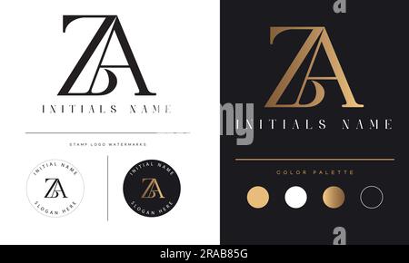 Luxe ZA ou AZ Monogramme initial texte lettre logo Design Illustration de Vecteur