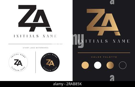 Luxe ZA ou AZ Monogramme initial texte lettre logo Design Illustration de Vecteur