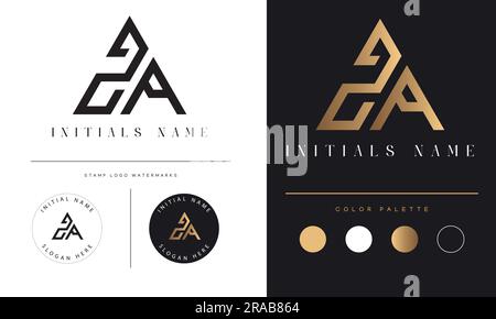 Luxe ZA ou AZ Monogramme initial texte lettre logo Design Illustration de Vecteur