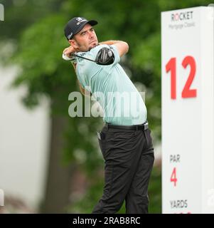 Detroit, Michigan, États-Unis. 2nd juillet 2023. 2 juillet 2023. TROY MERRITT est sur le 12 ème trou à la Rocket Mortgage Classic Detroit, Michigan (Credit image: © David Donoher/ZUMA Press Wire) USAGE ÉDITORIAL SEULEMENT! Non destiné À un usage commercial ! Banque D'Images