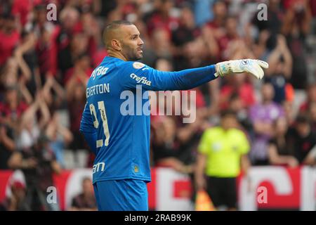 Curitiba, Brésil. 02nd juillet 2023. Weverton pendant le match Athletico vs Palmeiras pour Campeonato Brasileiro tenu à l'arène de Ligga à Curitiba, PR. Crédit: Carlos Pereyra/FotoArena/Alay Live News Banque D'Images