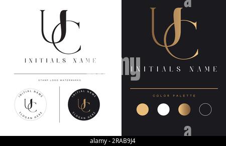 Design de luxe UC ou CU initial monogramme lettre logo Illustration de Vecteur