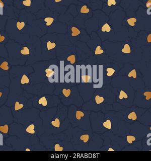 Motif coeur doré sans couture. Arrière-plan d'amour répété. Coeurs dorés répétés pour des imprimés. Motif graphique élégant. Répéter le treillis. Luxe Illustration de Vecteur