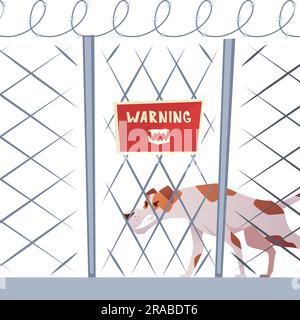 Chiens en colère. avertissement un animal agressif protège la porte. Modèle vectoriel en style dessin animé Illustration de Vecteur