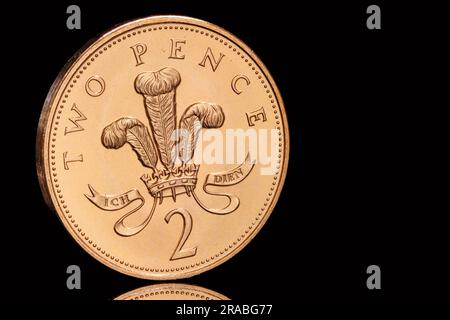 Verso d'une pièce de 1997 2 pence encore en circulation au Royaume-Uni. Banque D'Images