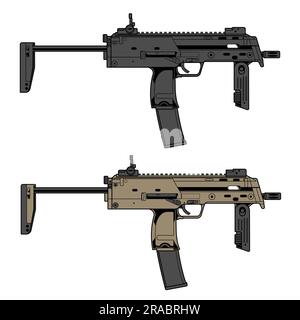 concevoir le canon vectoriel mp7 avec deux versions de couleur Illustration de Vecteur