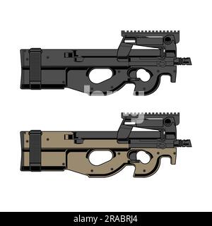 Deux versions de la conception SIG Beretta fnp90 sont gris et gris-brun Illustration de Vecteur