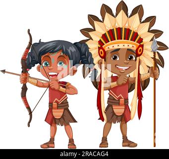 Illustration de la tribu amérindienne des enfants Illustration de Vecteur
