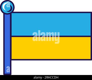 Drapeau de la nation de l'Ukraine sur le vecteur de flagpole. Bicolore horizontal bleu et jaune sur ukrainien symbolique de l'indépendance et du patriotisme. T. Européenne Illustration de Vecteur