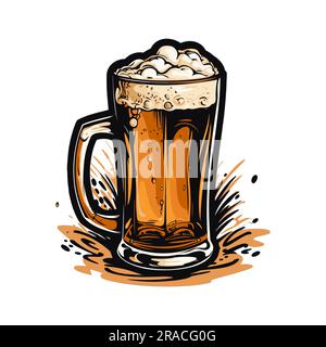 Illustration vectorielle de tasse de bière avec fond blanc Illustration de Vecteur