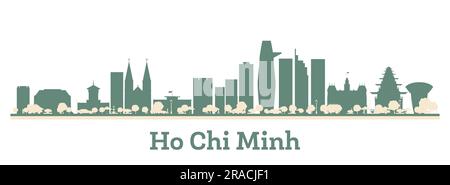 Résumé Ho Chi Minh Vietnam City Skyline avec des bâtiments de couleur. Illustration vectorielle. Voyages d'affaires et tourisme concept avec architecture moderne. Illustration de Vecteur