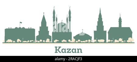 Résumé Kazan Russie City Skyline avec des bâtiments de couleur. Illustration vectorielle. Voyages d'affaires et tourisme concept avec architecture moderne. Illustration de Vecteur