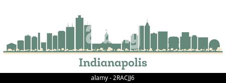 Résumé Indianapolis USA City Skyline avec des bâtiments de couleur. Illustration vectorielle. Voyages d'affaires et tourisme concept avec architecture moderne. Illustration de Vecteur