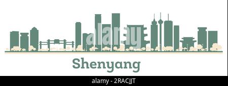 Résumé Shenyang China City Skyline avec des bâtiments de couleur. Illustration vectorielle. Voyages d'affaires et tourisme concept avec architecture moderne. Illustration de Vecteur