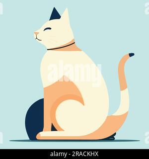 Joli chat assis sur l'illustration vectorielle au sol Illustration de Vecteur