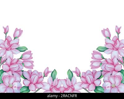 Illustration vectorielle aquarelle d'une fleur de magnolia. Jeu d'éléments décoratifs Illustration de Vecteur