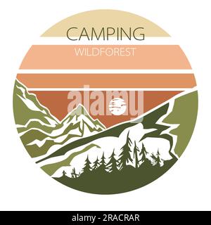 Badge de voyage dessiné à la main avec des pins. Illustration de Vecteur