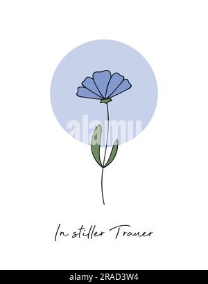 carte de condoléances avec contour de fleur en deuil silencieux Illustration de Vecteur