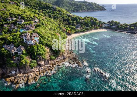 Vue aérienne de Shark Bay à koh Tao, Thaïlande Banque D'Images