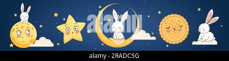 Joyeux festival de mi-automne avec lapin. Illustration de Vecteur