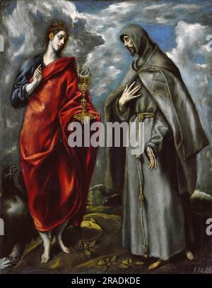 El Greco – Saints John l'évangéliste et Francis c. 110x86 Banque D'Images