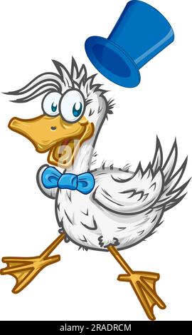 expression de mascotte surprise de canard de dessin animé avec chapeau bleu Illustration de Vecteur