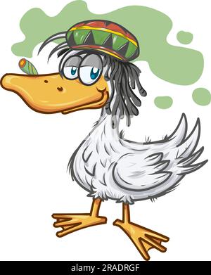 Canard de style dessin animé dans la jamaïcaine rasta ha Illustration de Vecteur