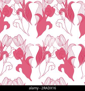 Motif vectoriel sans couture avec fleurs de tulipe. Fond floral printanier, papier peint Illustration de Vecteur