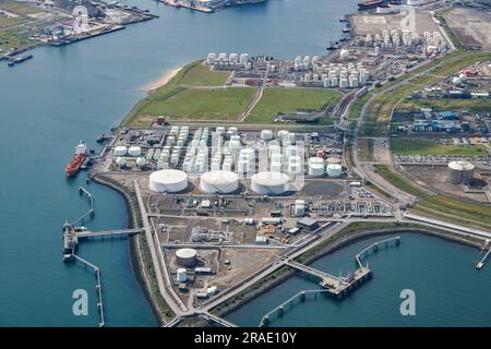 Une photographie aérienne de Teesport, Tees estuaire, Teeside, Middlesbrough, nord-est de l'Angleterre, ROYAUME-UNI Banque D'Images