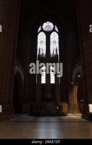 Vue ici est un aspect interne lié à la cathédrale anglicane de Liverpool. Banque D'Images