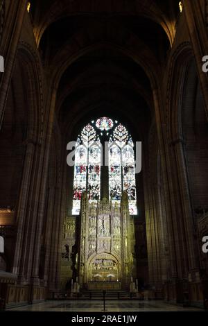 Vue ici est un aspect interne lié à la cathédrale anglicane de Liverpool. Banque D'Images