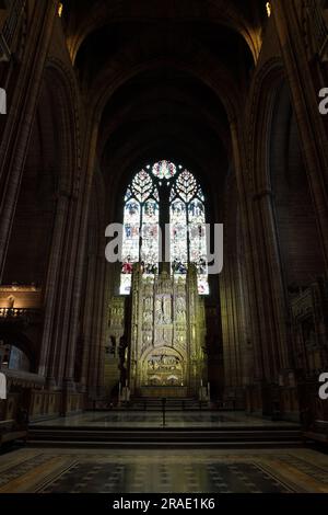 Vue ici est un aspect interne lié à la cathédrale anglicane de Liverpool. Banque D'Images