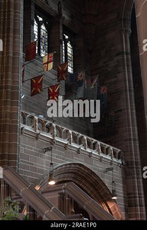 Vue ici est un aspect interne lié à la cathédrale anglicane de Liverpool. Banque D'Images