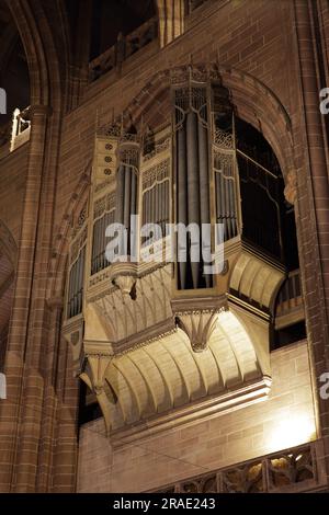 Vu ici est l'orgue, un aspect interne lié à la cathédrale anglicane de Liverpool. Banque D'Images