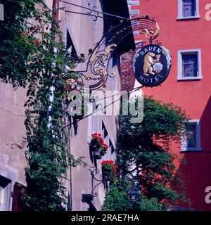 Panneau Baeren inn, Meersburg, lac de Constance Banque D'Images