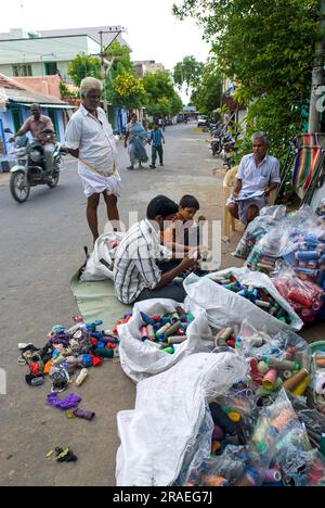 Magasin de fils de déchets, Tiruppur Tirupur, Tamil Nadu, Inde du Sud, Inde, Asie Banque D'Images