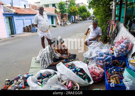 Magasin de fils de déchets, Tiruppur Tirupur, Tamil Nadu, Inde du Sud, Inde, Asie Banque D'Images