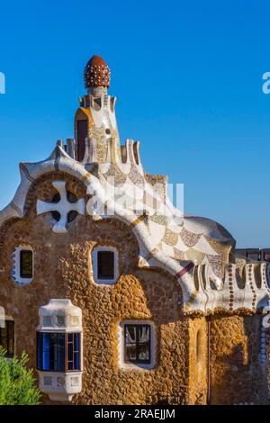 Antoni Gaudi, Parc Güell, Barcelone, Catalogne, Espagne Banque D'Images