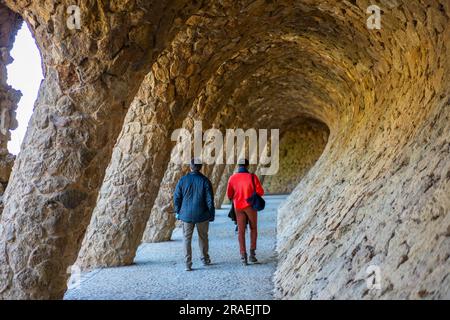 Antoni Gaudi, Parc Güell, Barcelone, Catalogne, Espagne Banque D'Images