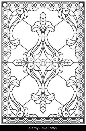 Éléments vectoriels. Vierge pour un vitrail classique avec des ornements floraux. Illustration de Vecteur