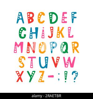 Ensemble vectoriel de lettres de l'alphabet et de signes de ponctuation. Objets isolés sur fond blanc. Illustration de Vecteur