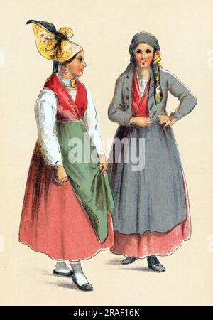 Costume traditionnel des paysans en Styrie vers 1860, Autriche, historique, restauré numériquement reproduction d'un modèle de 19th siècle / Tracht der Bauern dans der Steiermark UM 1860, Österreich, Historisch, digital restaurierte Reproduktion von einer Vorlage aus dem 19. Jahrhundert Banque D'Images