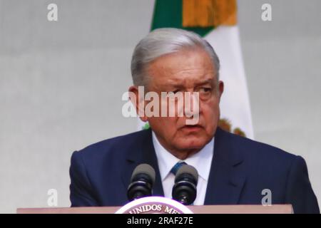 Non exclusif: 01 de julio de 2023 en Ciudad de México, México, mensaje del presidente de México; Andrés Manuel López Obrador, con motivo del Festejo Banque D'Images