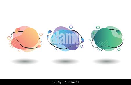 Ensemble d'éléments graphiques moderne abstrait. Formes et couleurs dynamiques. Résumé de gradient des bannières avec liquide en écoulement des formes. Modèle pour les pois desi Illustration de Vecteur