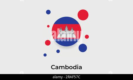 Drapeau Cambodge bulle cercle forme ronde icône vecteur coloré illustration Illustration de Vecteur