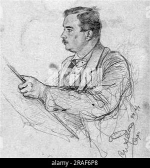 Autoportrait 1894 par Christian Wilhelm Allers Banque D'Images